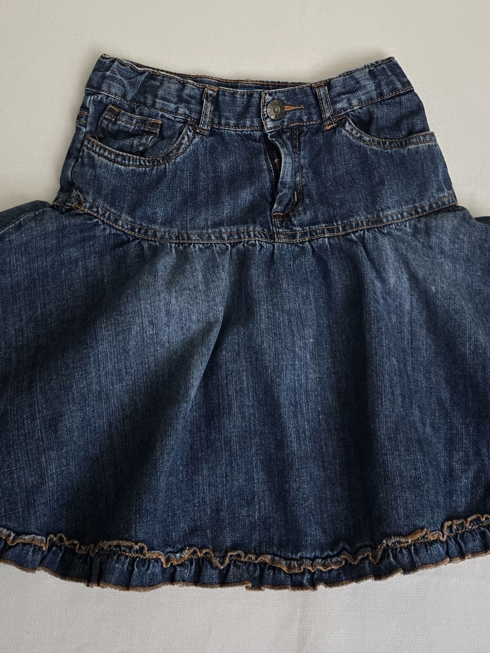 Children's Place Girls Denim Flared Skirt - Dark Blue Size 6